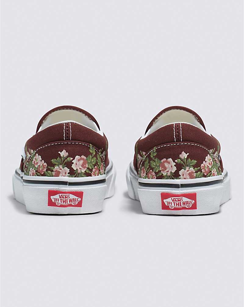 Women's Vans Classic Slip-On Wallflower Floral Shoes Chocolate | USA HFD-579234