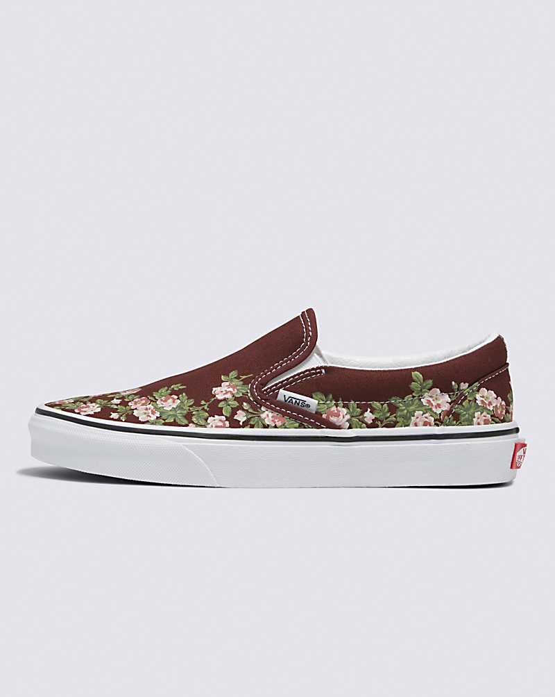 Women\'s Vans Classic Slip-On Wallflower Floral Shoes Chocolate | USA HFD-579234