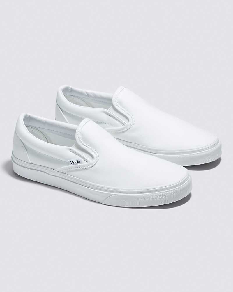 Women's Vans Classic Slip-On Wide Shoes White | USA XNB-048236