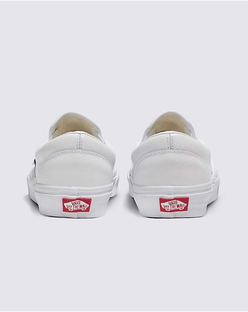 Women's Vans Customs Elevated Leather Slip-On Shoes White | USA ACP-104826