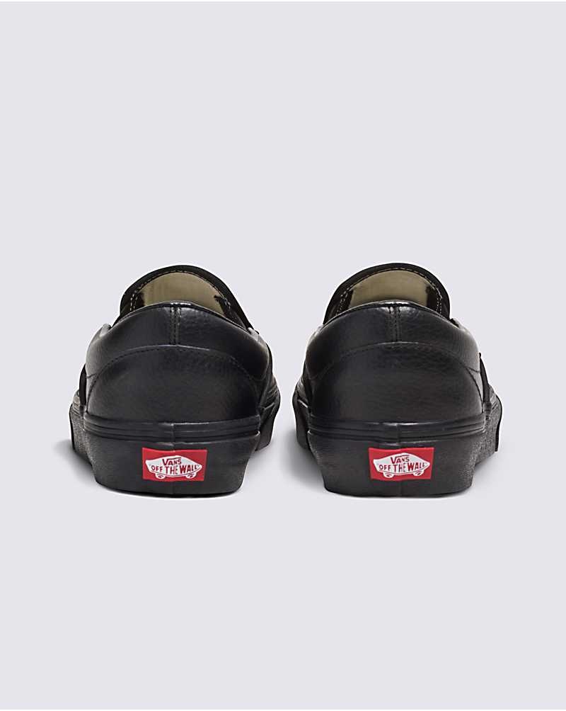 Women's Vans Customs Elevated Leather Slip-On Shoes Black | USA BPH-438519