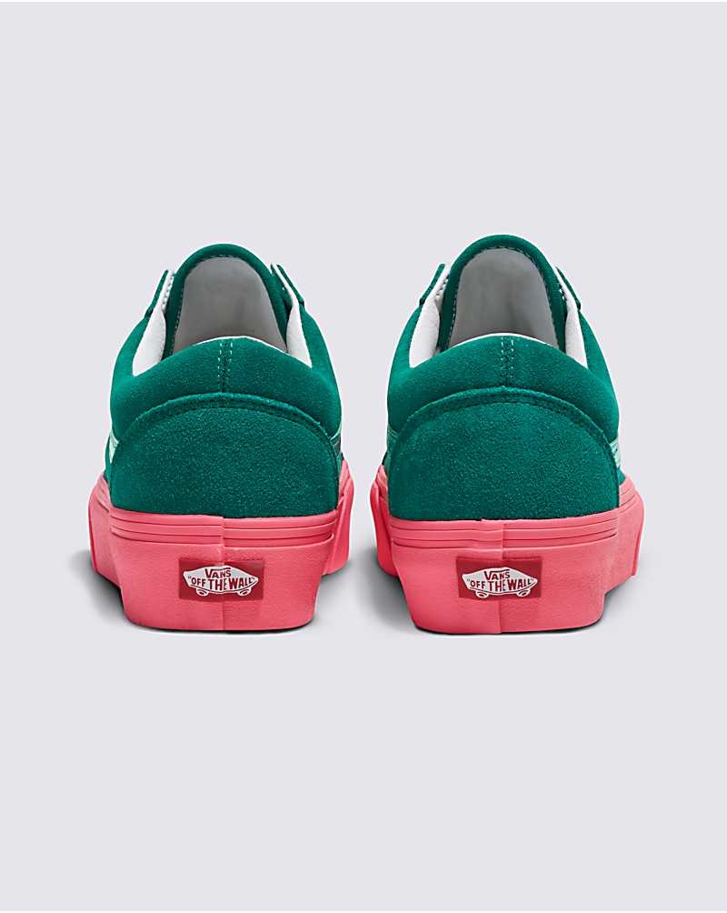 Women's Vans Customs Elevated Ultramarin Suede Platform Old Skool Shoes Green | USA YSH-750423