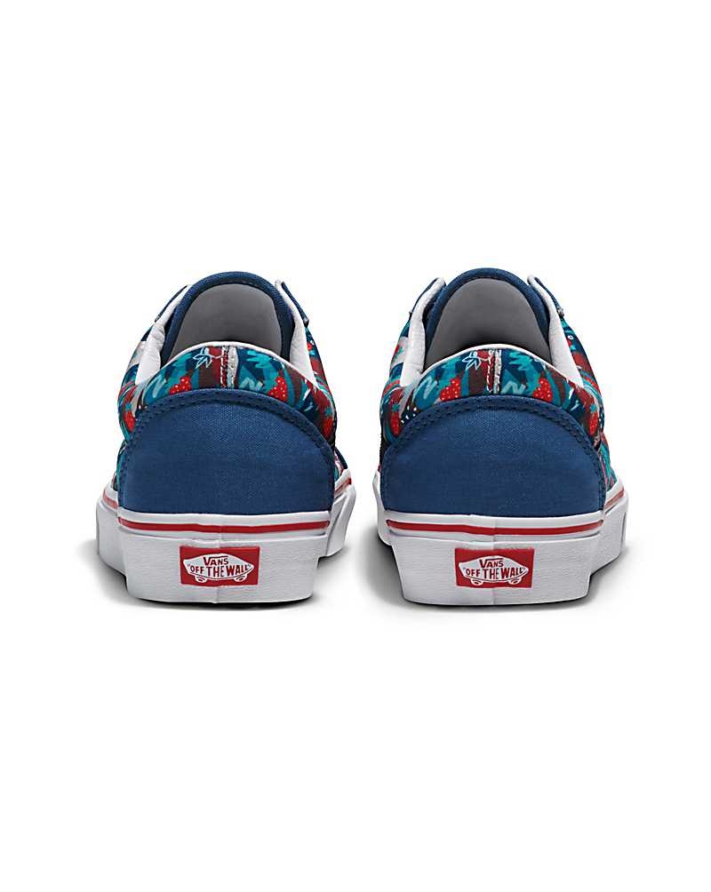 Women's Vans Customs Image Library Strawberry Field Old Skool Shoes Blue | USA MUD-190582