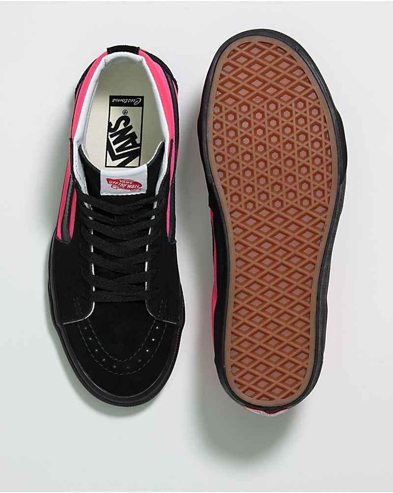 Women's Vans Customs Sk8-Hi Wide Shoes Pink Black | USA HQR-584027