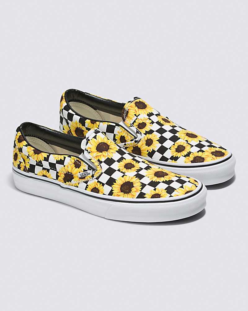 Women's Vans Customs Slip-On Shoes Black Yellow | USA YJF-956183