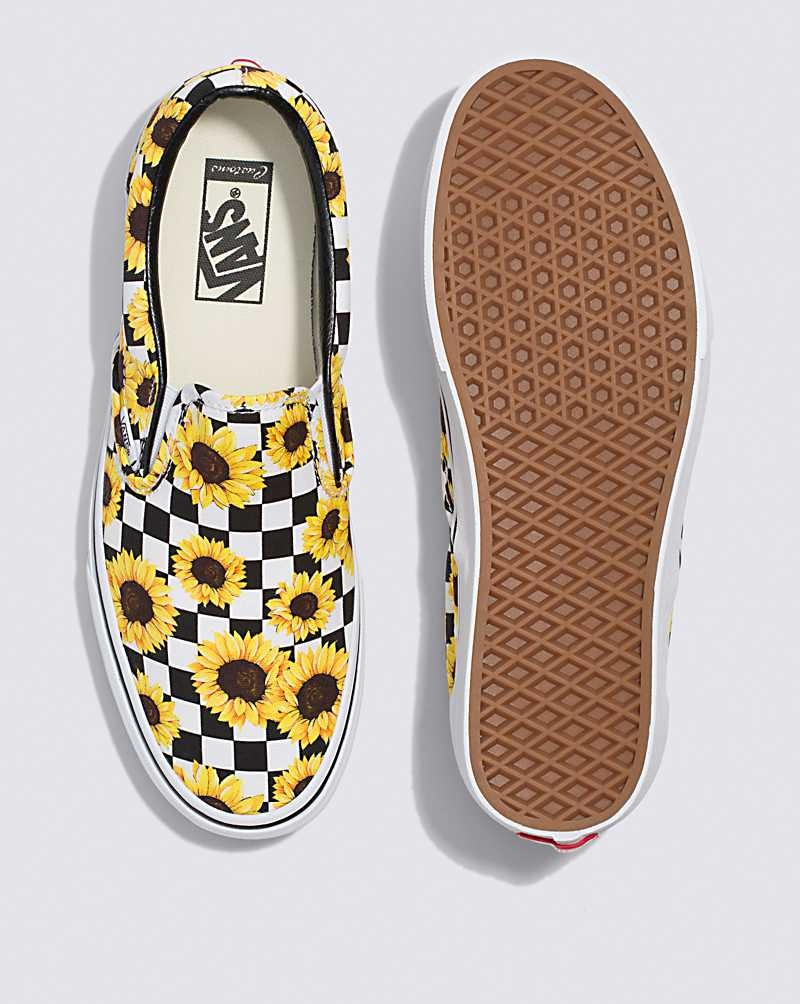 Women's Vans Customs Slip-On Shoes Black Yellow | USA YJF-956183