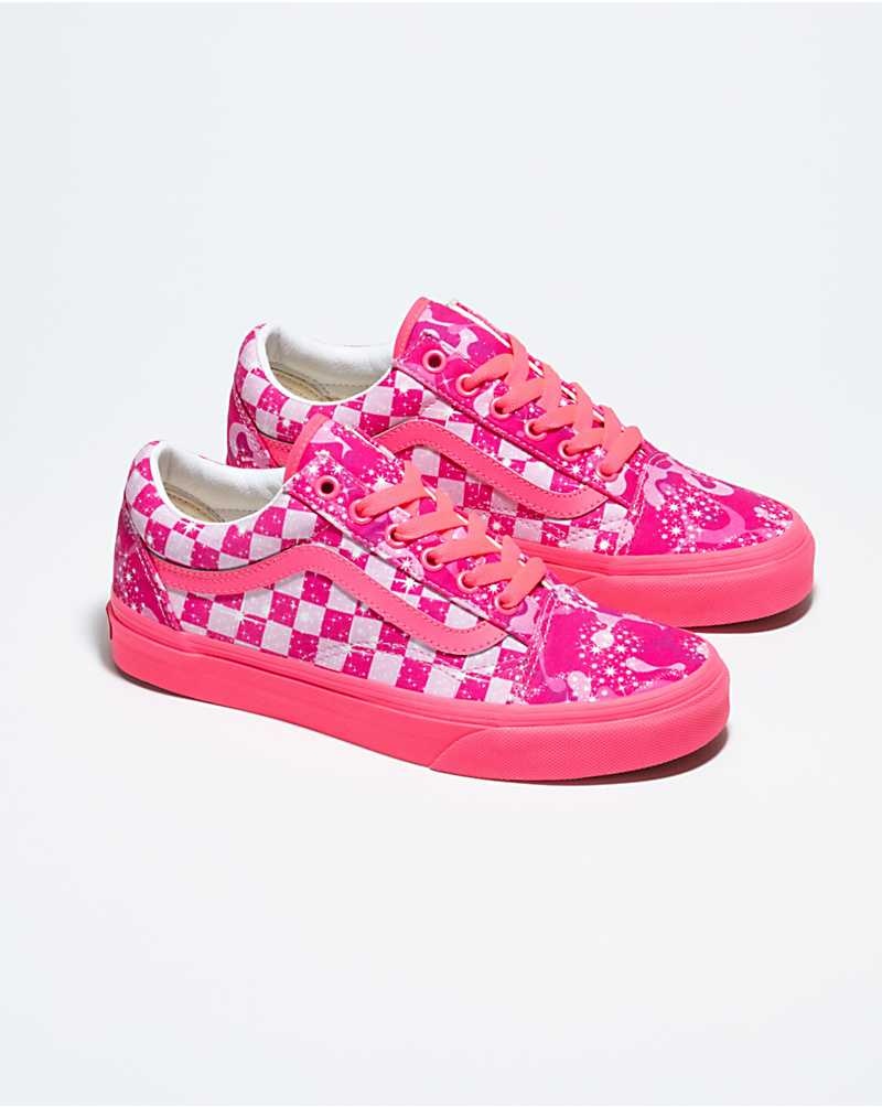 Women's Vans Customs Sparkle Swirl Old Skool Wide Shoes Pink | USA IOH-928170