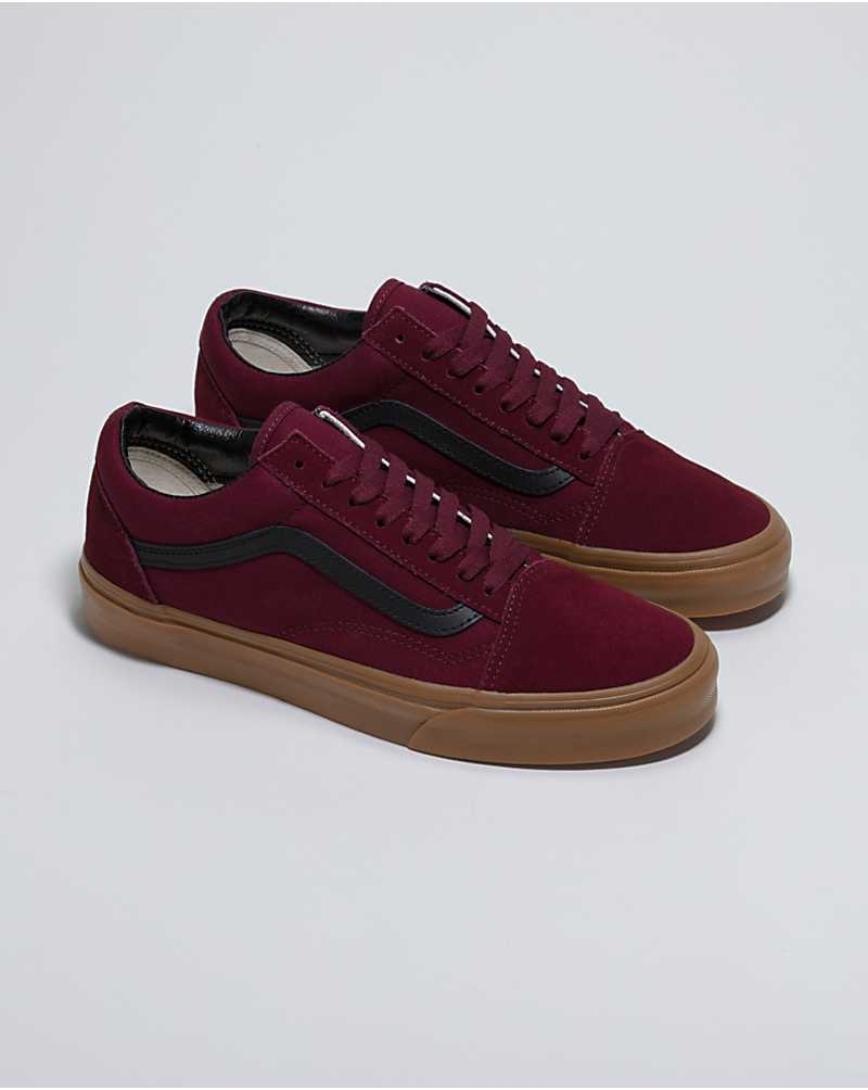 Women's Vans Customs Suede Gum Sole Old Skool Shoes Burgundy | USA EDJ-234671