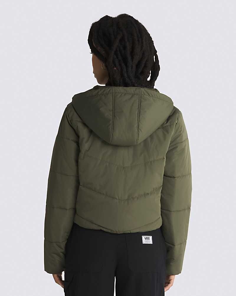 Women's Vans Foundry Crop Puff Hooded MTE-1 Jacket Olive | USA EGL-218490