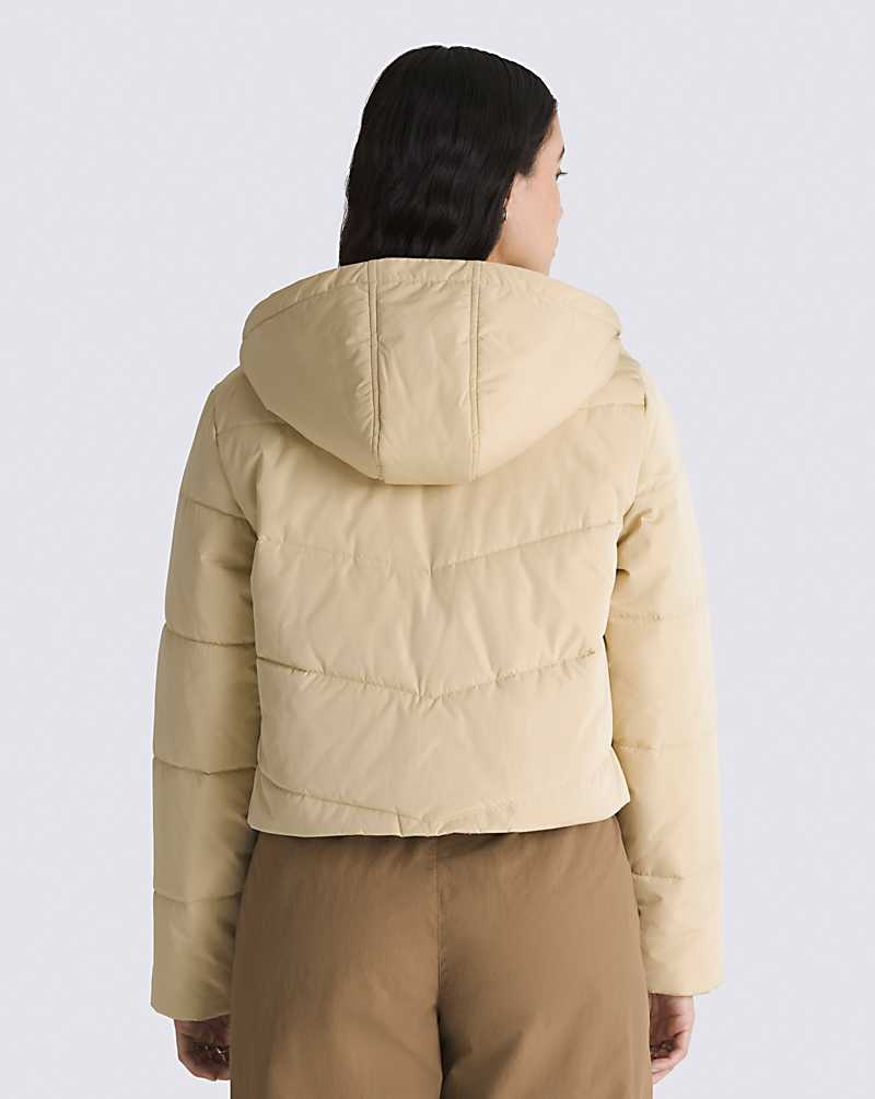 Women's Vans Foundry Crop Puff Hooded MTE-1 Jacket Beige | USA EOI-637290