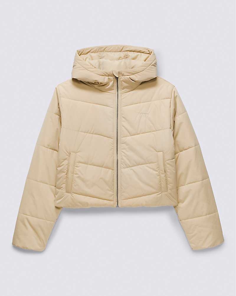 Women's Vans Foundry Crop Puff Hooded MTE-1 Jacket Beige | USA EOI-637290