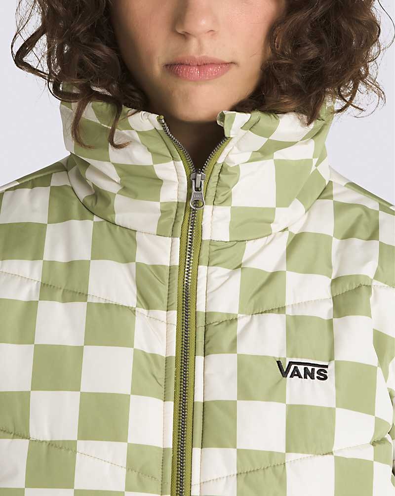 Women's Vans Foundry Print Puffer MTE-1 Jacket Green White | USA QKI-214675