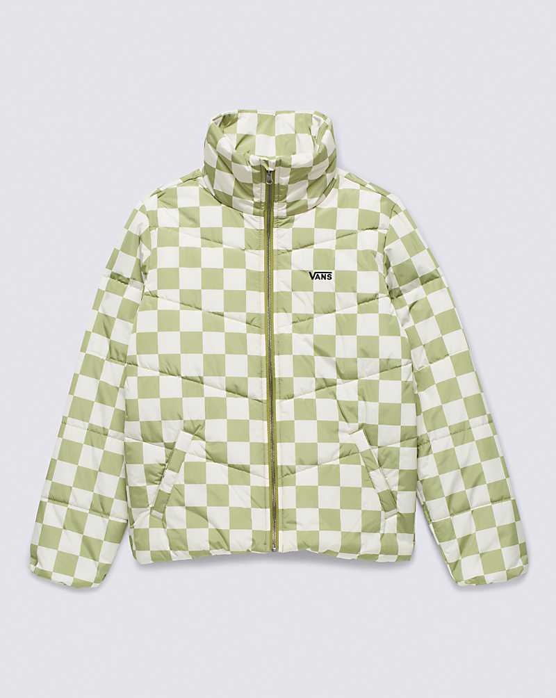 Women's Vans Foundry Print Puffer MTE-1 Jacket Green White | USA QKI-214675