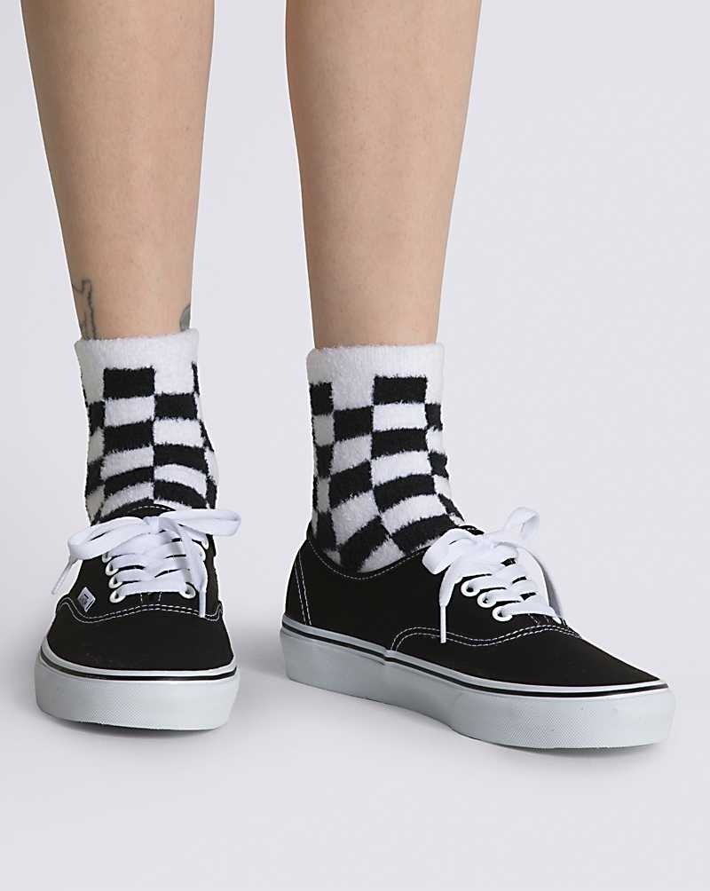 Women's Vans Fuzzy Sock Black White | USA HAW-428193