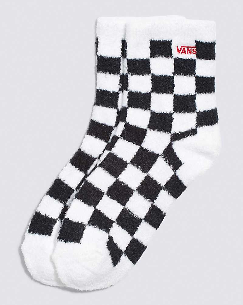 Women\'s Vans Fuzzy Sock Black White | USA HAW-428193