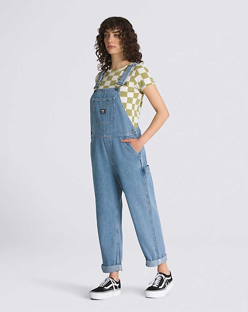 Women's Vans Ground Work Denim Overalls Blue | USA RID-892670