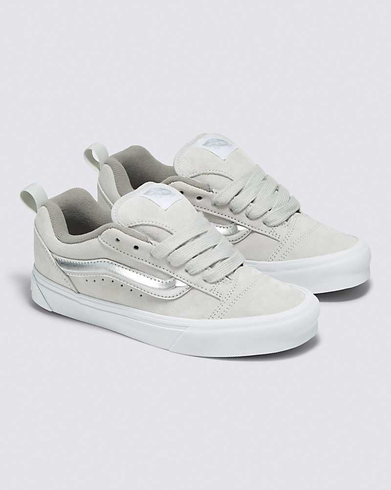 Women's Vans Knu Skool Shoes Silver White | USA EOT-931468