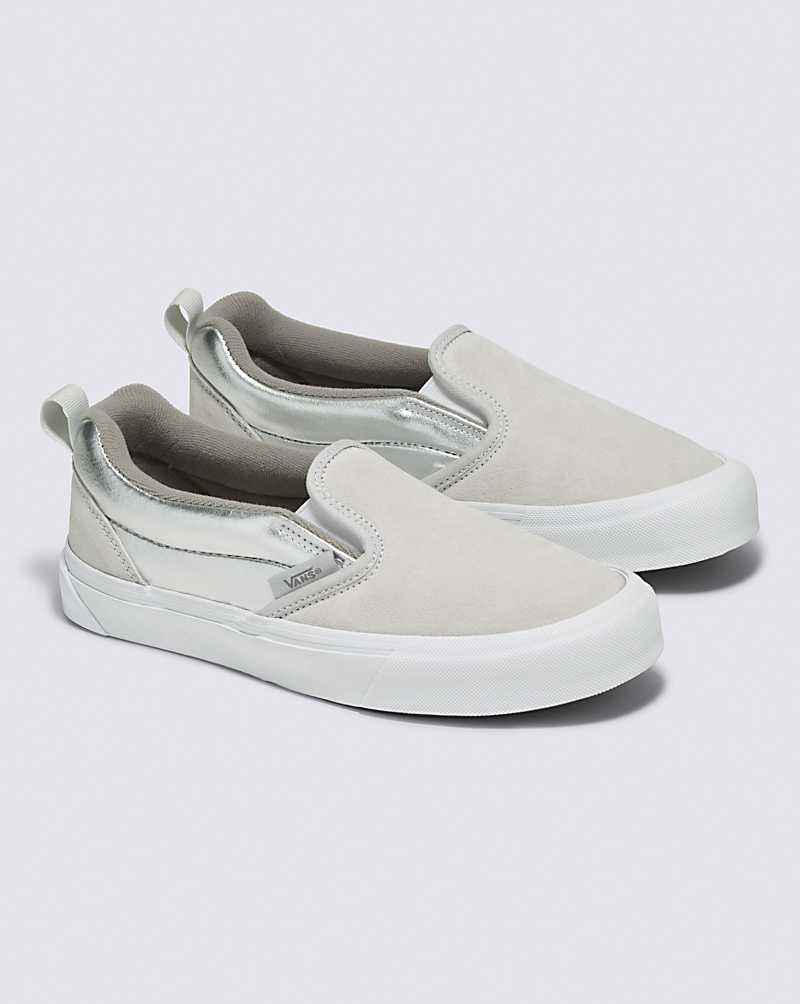 Women's Vans Knu Slip Shoes Silver White | USA EYT-079245