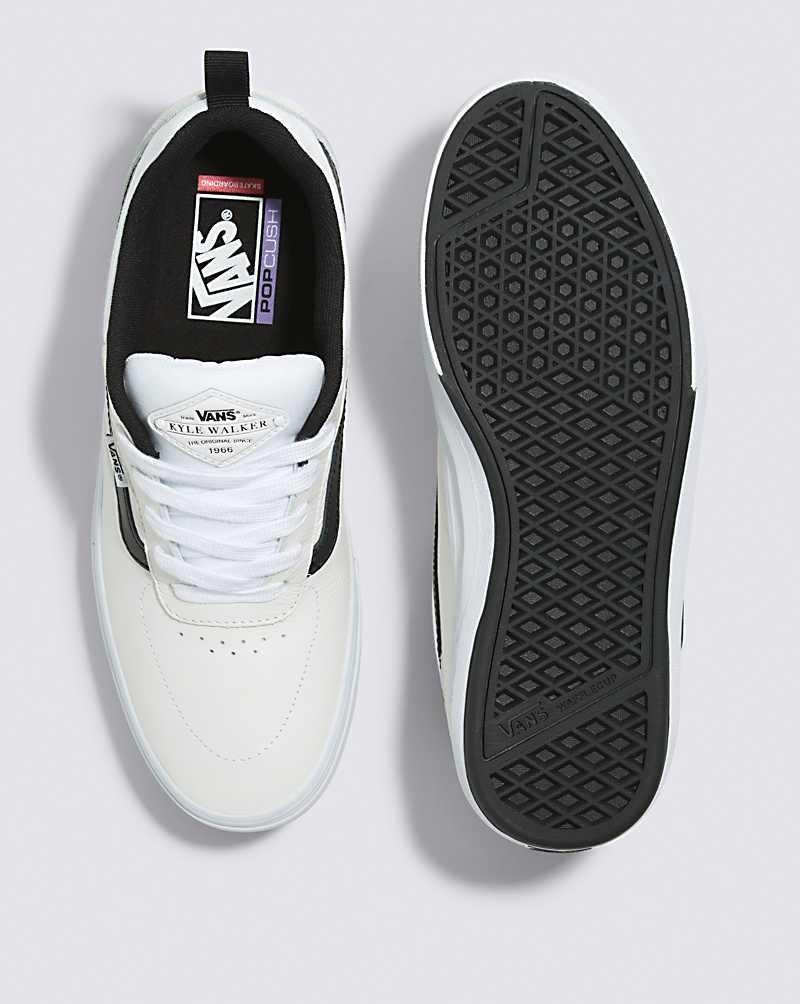 Women's Vans Kyle Walker Leather Skate Shoes White Black | USA OAU-130467