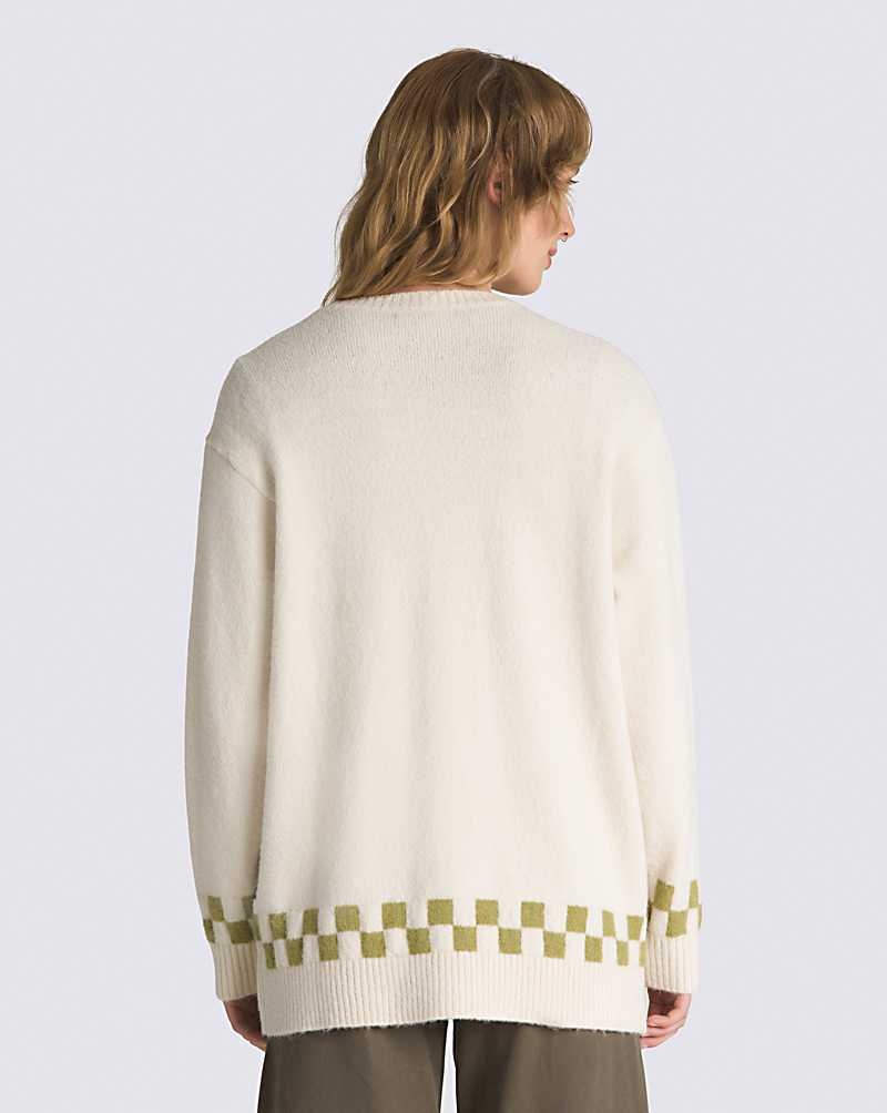 Women's Vans Lowcheck Cardigan Sweater Beige | USA MAF-379160