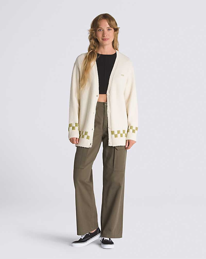 Women's Vans Lowcheck Cardigan Sweater Beige | USA MAF-379160