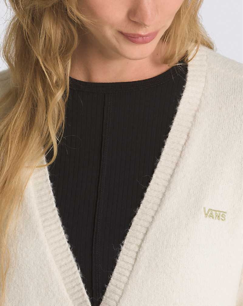 Women's Vans Lowcheck Cardigan Sweater Beige | USA MAF-379160