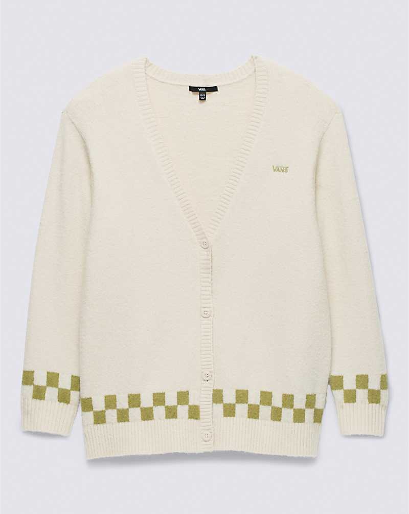 Women's Vans Lowcheck Cardigan Sweater Beige | USA MAF-379160