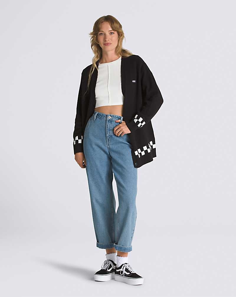 Women's Vans Lowcheck Cardigan Sweater Black | USA VLS-789456