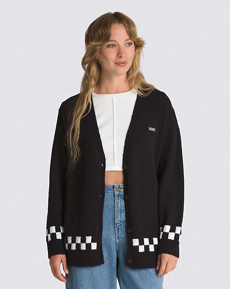 Women\'s Vans Lowcheck Cardigan Sweater Black | USA VLS-789456