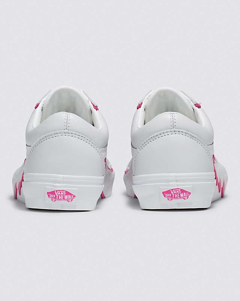 Women's Vans Old Skool Bolt Leather Shoes White Pink | USA DNG-746398