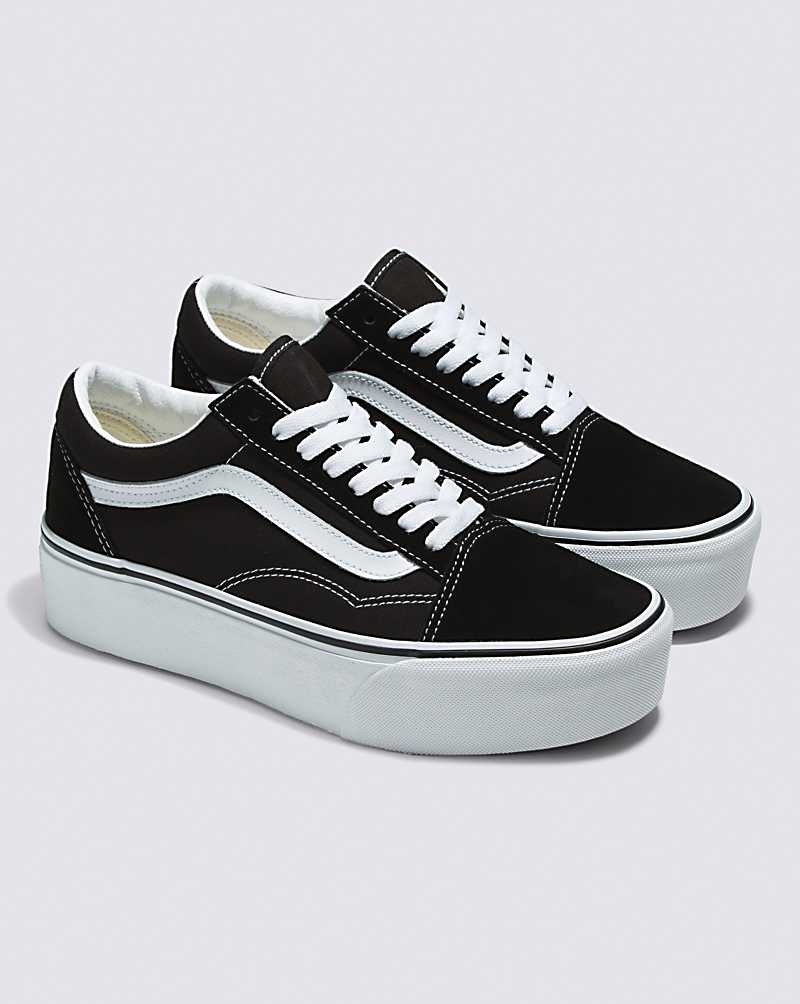 Women's Vans Old Skool Stackform Shoes Black White | USA RQO-397085