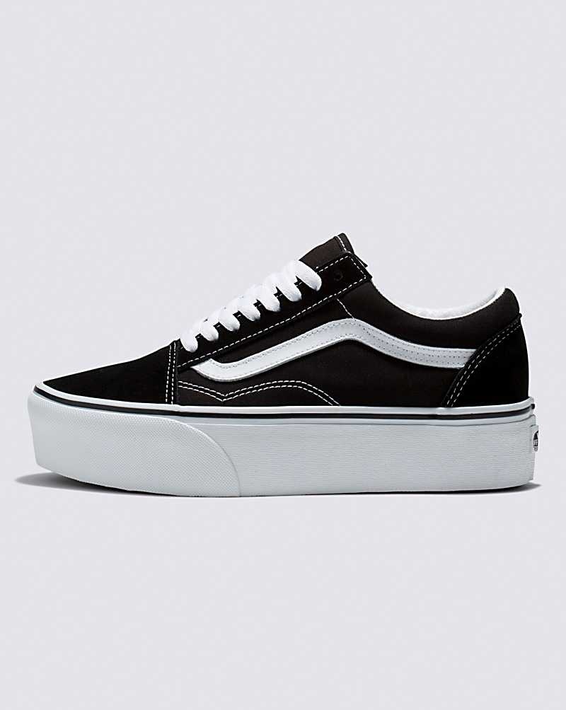 Women\'s Vans Old Skool Stackform Shoes Black White | USA RQO-397085