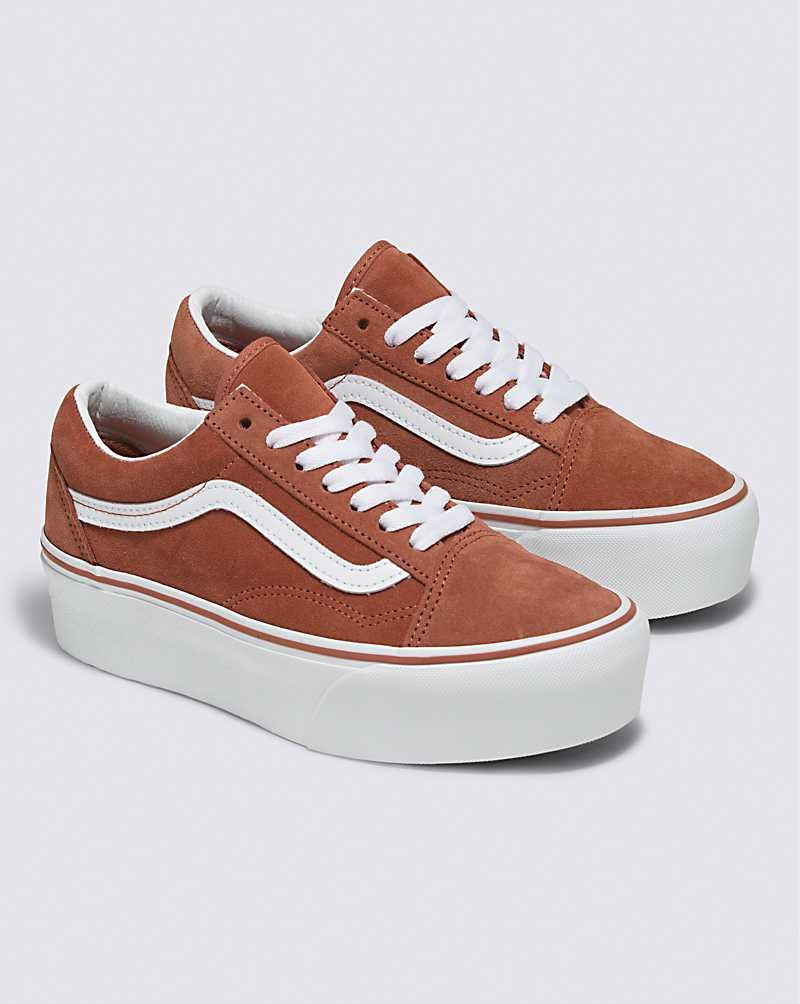 Women's Vans Old Skool Stackform Shoes Brown | USA VRW-036852