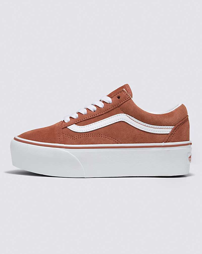 Women\'s Vans Old Skool Stackform Shoes Brown | USA VRW-036852