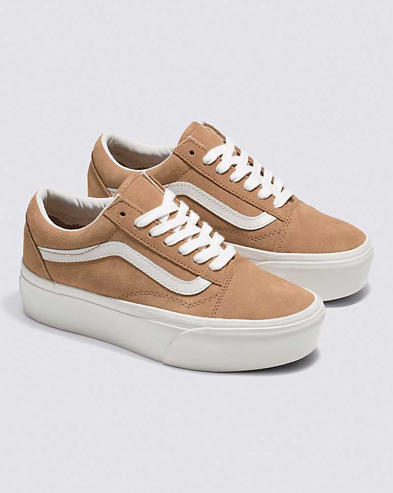 Women's Vans Old Skool Stackform Soft Suede Shoes Brown | USA PMJ-049365