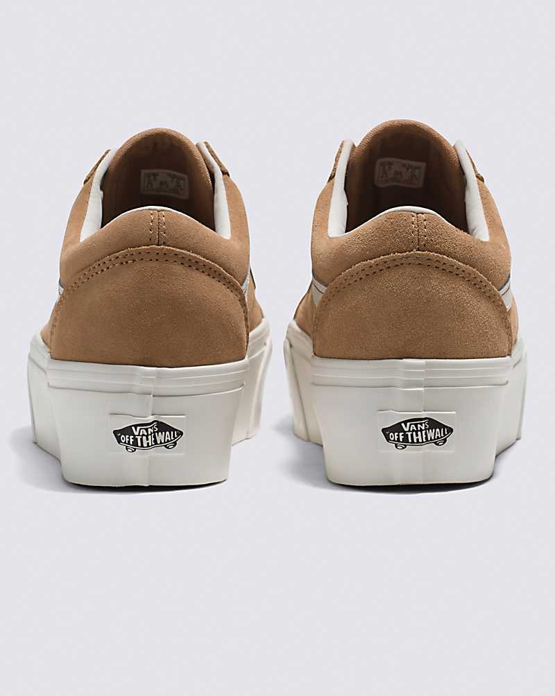 Women's Vans Old Skool Stackform Soft Suede Shoes Brown | USA PMJ-049365