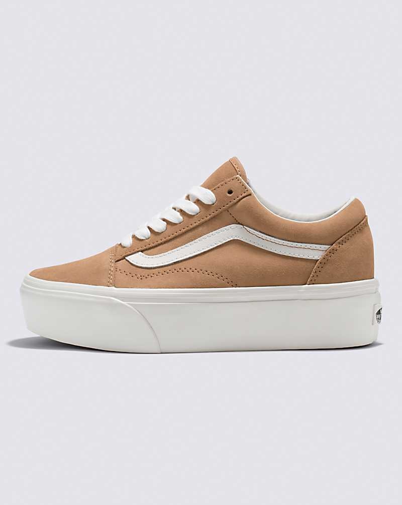 Women\'s Vans Old Skool Stackform Soft Suede Shoes Brown | USA PMJ-049365