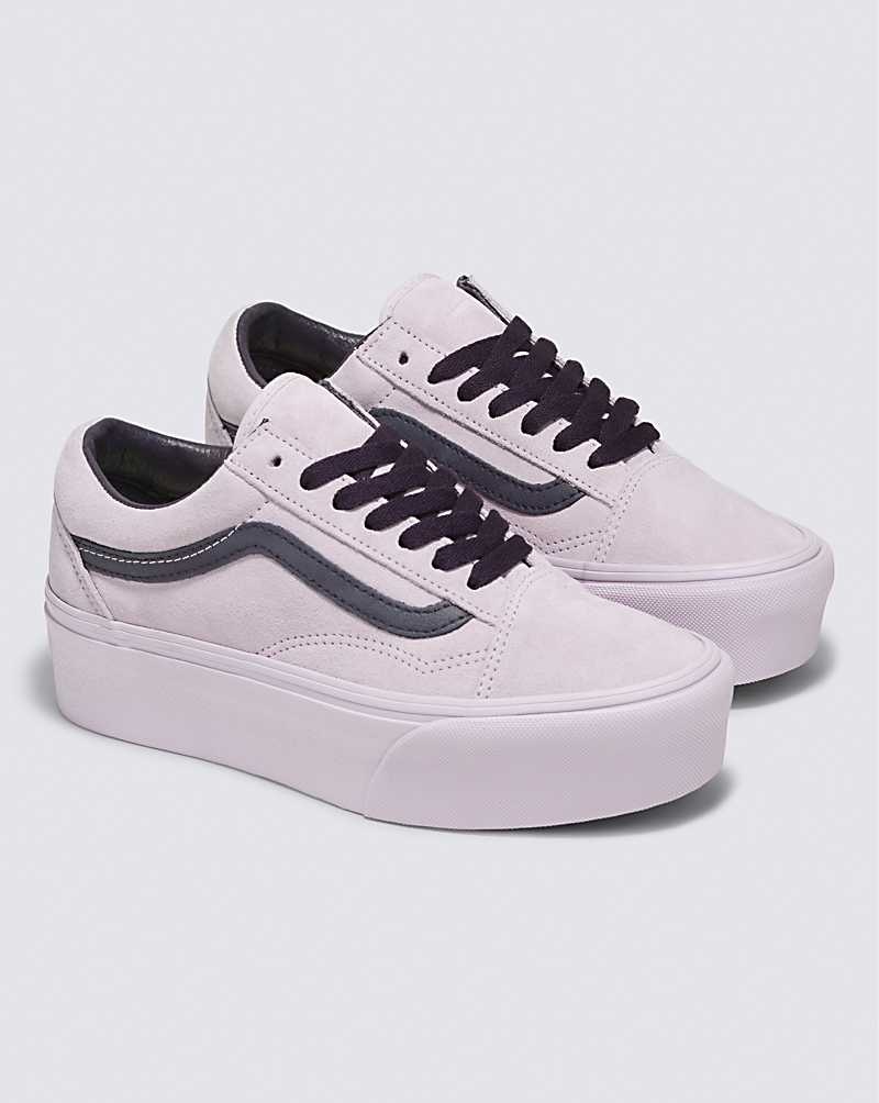 Women's Vans Old Skool Stackform Suede Shoes Lavender | USA QRA-502814