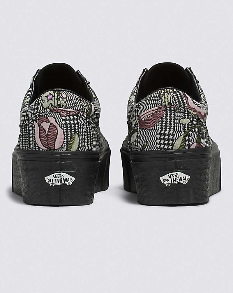 Women's Vans Old Skool Stackform Tapestry Floral Shoes Black | USA IKF-480961