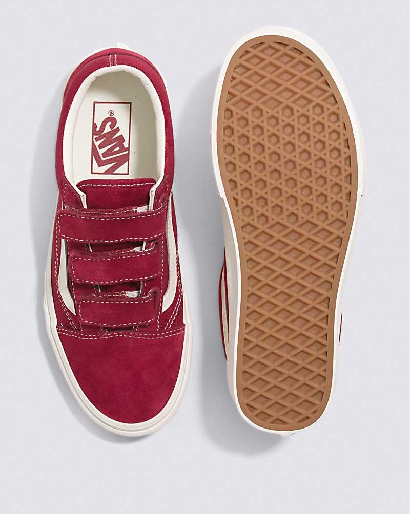 Women's Vans Old Skool V Suede Canvas Shoes Red | USA EWP-104296