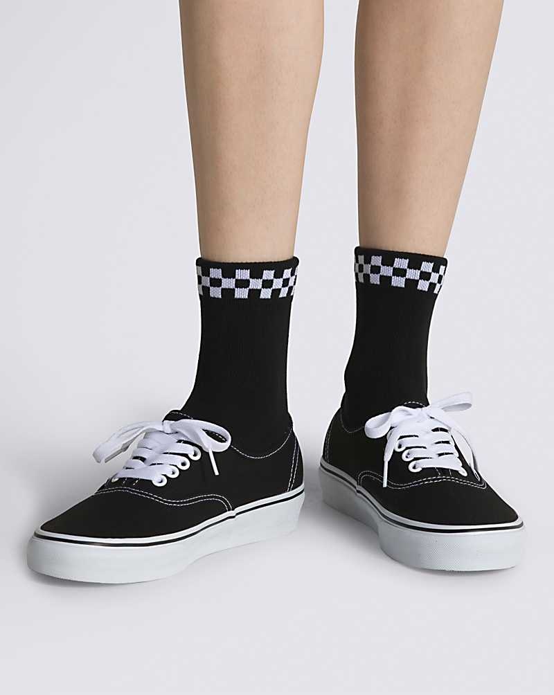 Women's Vans Peek-A-Check Crew Sock Black | USA UVZ-349872