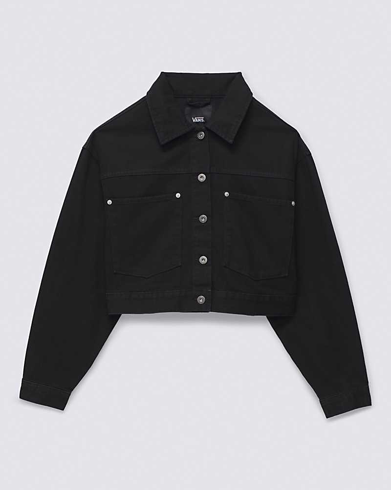 Women's Vans Raynes Crop Trucker Jacket Black | USA CNK-645793