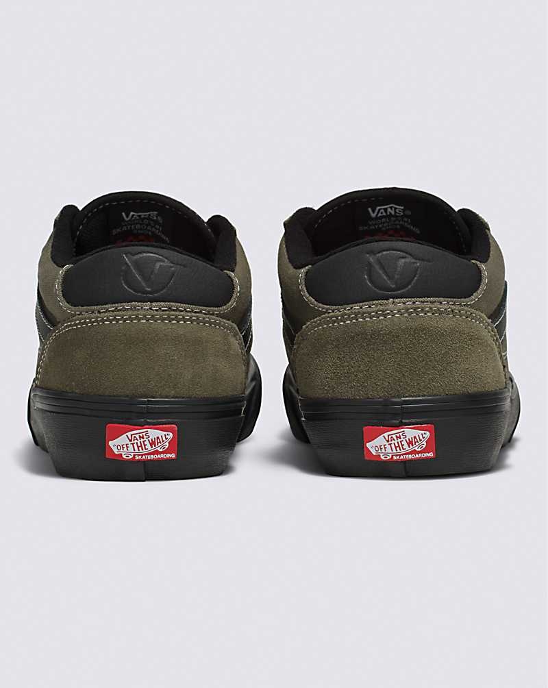 Women's Vans Rowan Skate Shoes Olive Black | USA DZJ-206745