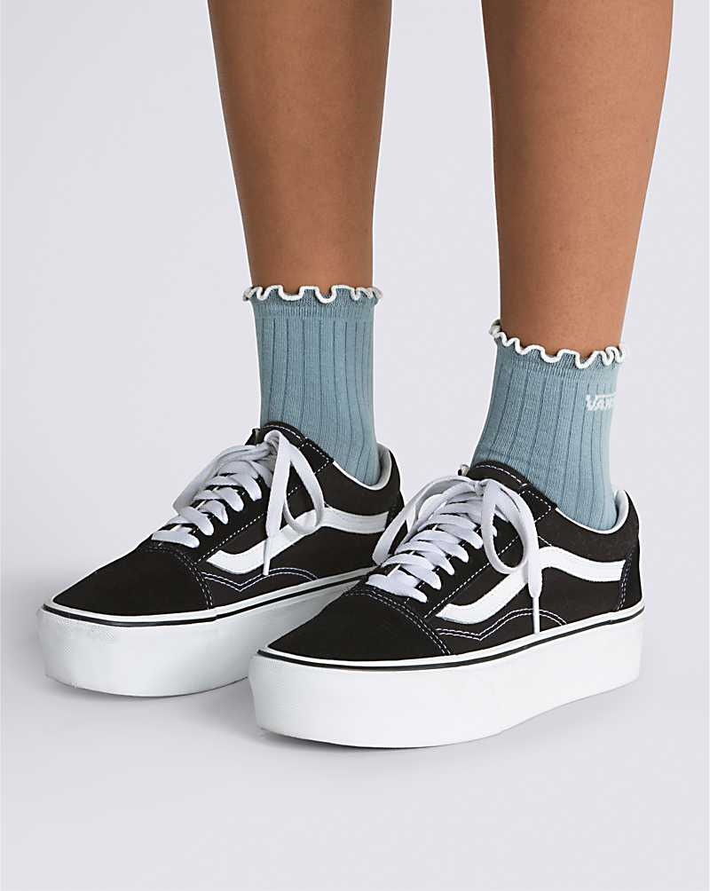 Women's Vans Ruffle Crew Sock Blue | USA ZDH-621397