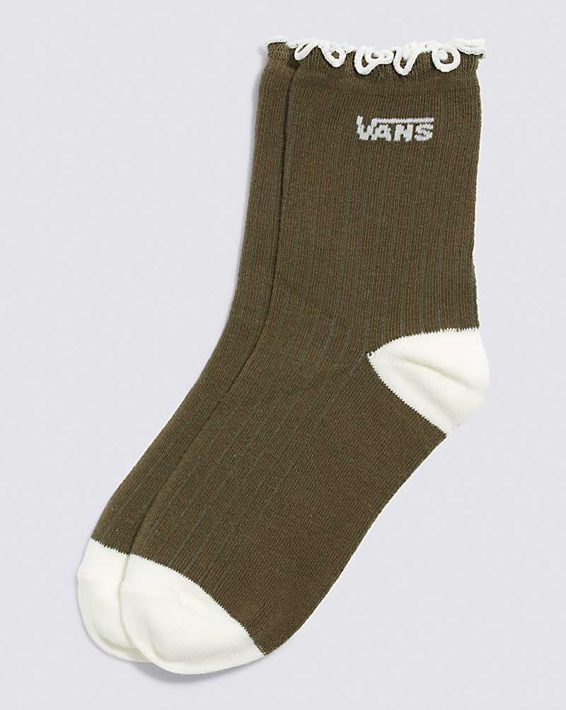 Women\'s Vans Ruffle Crew Sock Olive | USA AZW-603859