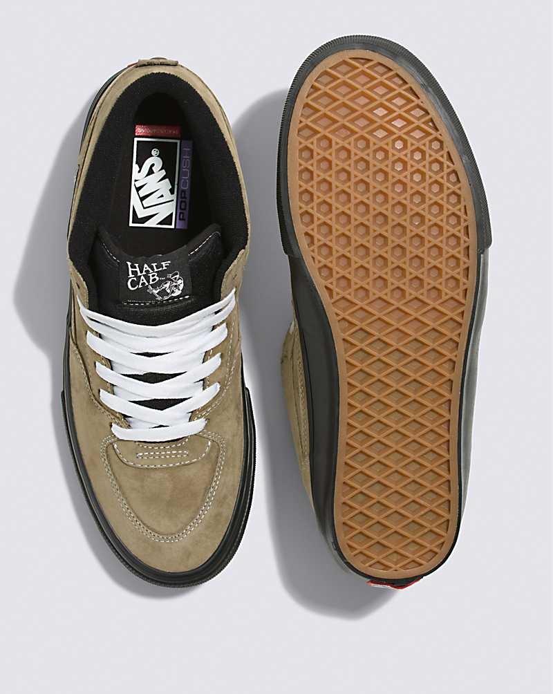 Women's Vans Skate Half Cab Pig Suede Skate Shoes Olive Black | USA BIH-780341