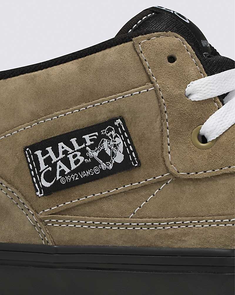 Women's Vans Skate Half Cab Pig Suede Skate Shoes Olive Black | USA BIH-780341