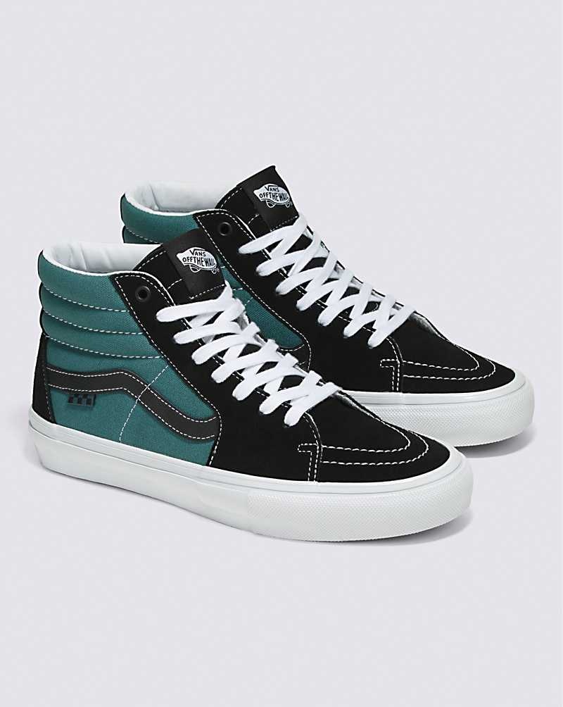 Women's Vans Skate Sk8-Hi Safari Skate Shoes Black Turquoise | USA JYP-537169