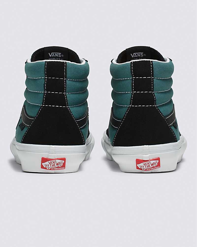 Women's Vans Skate Sk8-Hi Safari Skate Shoes Black Turquoise | USA JYP-537169