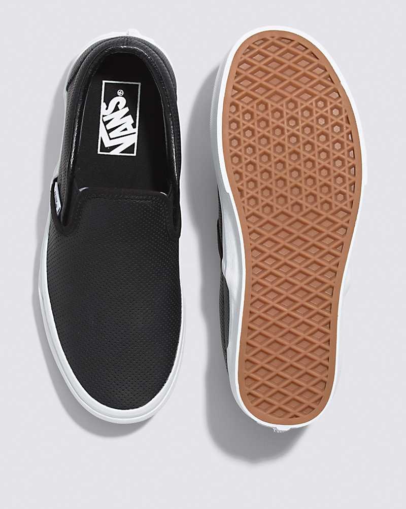 Women's Vans Slip-On Perf Leather Shoes Black | USA IGM-423760